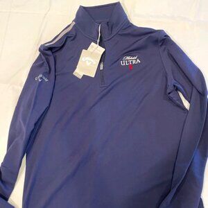 New Callaway golf sweater men's M Blue 1/4 zip with Michelob Ultra logo